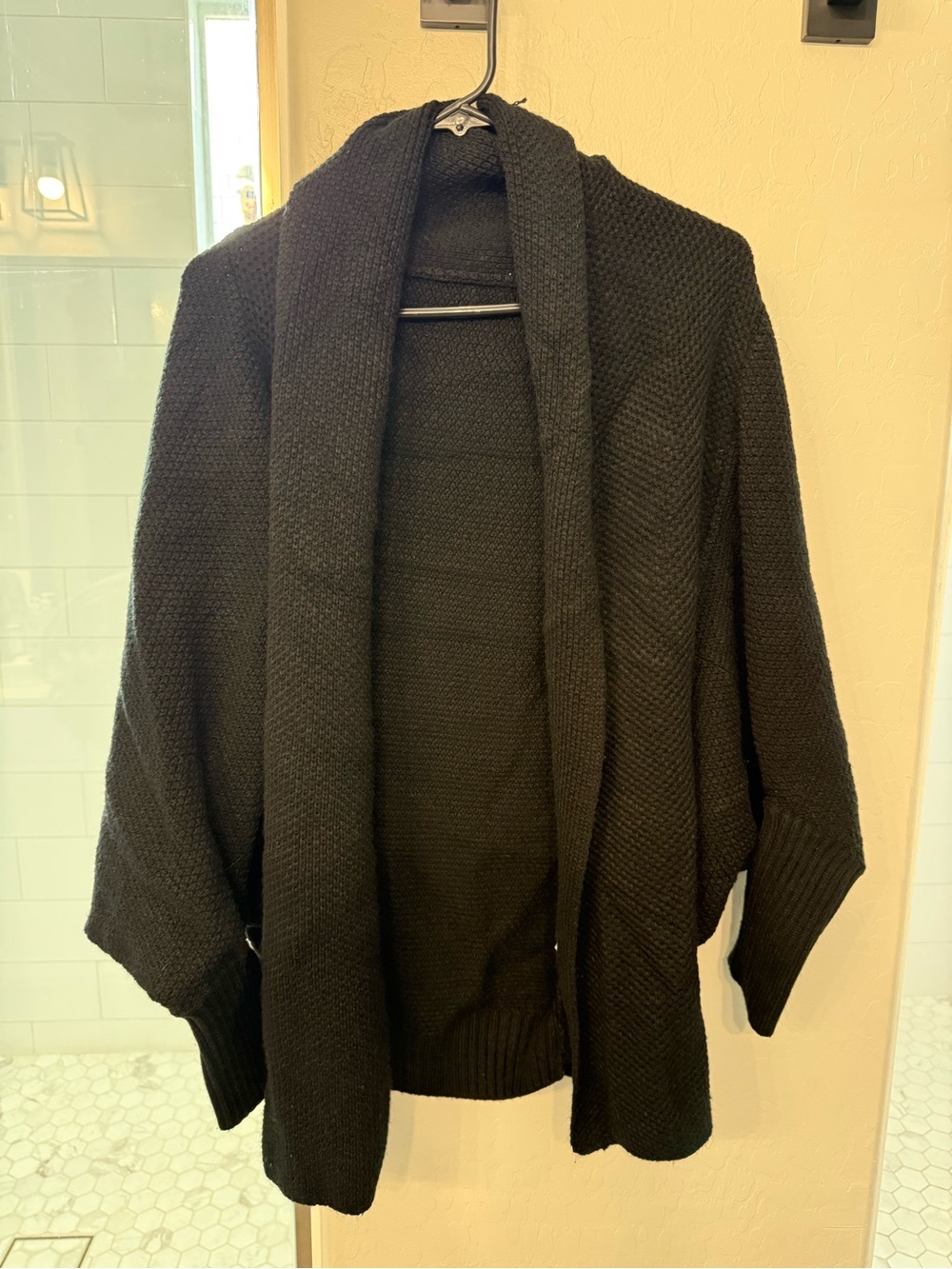 Women’s Black Shawl Collar Knit Sweater Cardigan